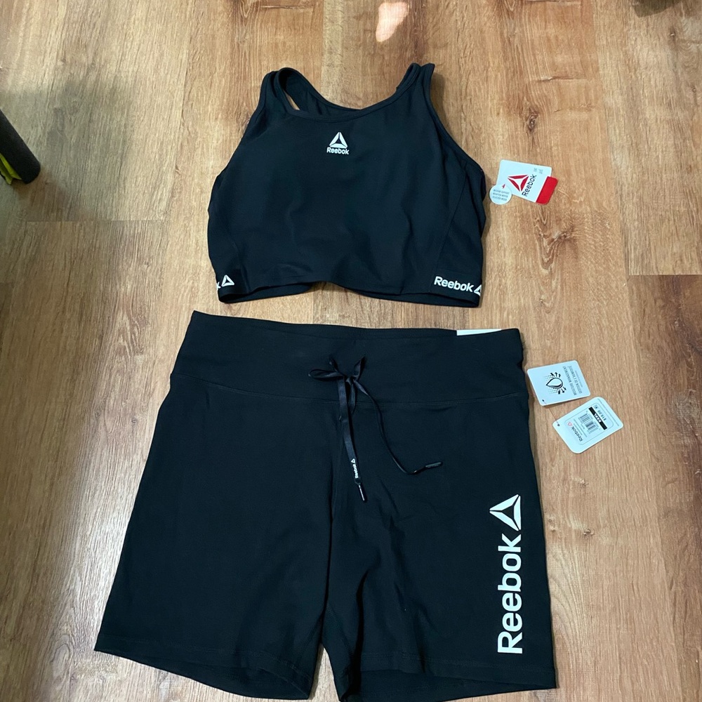 Reebok Black Sports Shorts & Tank Top Set NWT